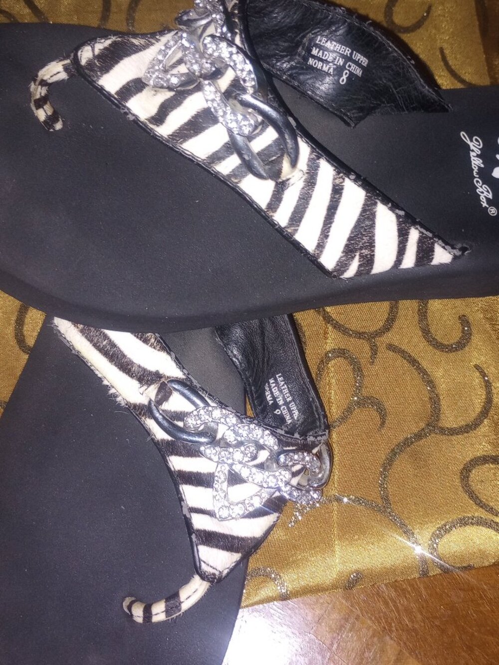 Yellow Box Leather Zebra Flip Flop